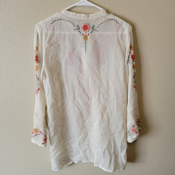 JOHNNY WAS Embroided Tunic Blouse Size S - Picture 7 of 16